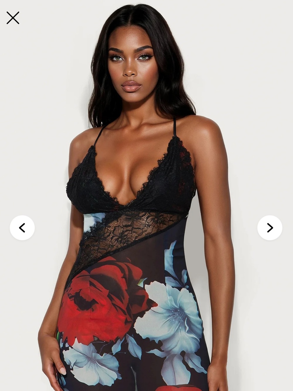 Fashion Nova Amaya Lace Chiffon Dress